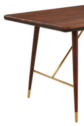 Orsina Stunning Design Walnut Wood And Brass Finish Dining Table, Durable Small Dining Table, Sleek Modern Table - thumbnail 5