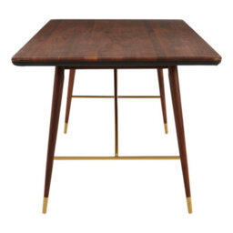 Orsina Stunning Design Walnut Wood And Brass Finish Dining Table, Durable Small Dining Table, Sleek Modern Table - thumbnail 3