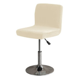Stretchable Bar Stool Covers, Universal Dining Room Cover With Backrest (Cream, Set Of 2) - thumbnail 2