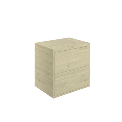 Grasmere Havana Oak Effect Wall-Mounted 2 Drawer Bathroom Cabinet (H) 588mm (W) 605mm (D) 45.3Cm - image 1