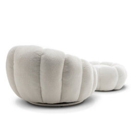 Teddy Boucle Fabric White Swivel Accent Chair With Footstool - thumbnail 7