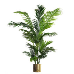 Leaf Artificial Palm Tree Extra Large - Huge 180Cm 6Ft Gold Metal Planter - thumbnail 1
