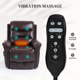 Brown Riser And Recliner Chair With Massage, Heat, Usb, Power Lift Chair - thumbnail 4