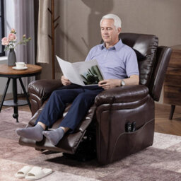 Brown Riser And Recliner Chair With Massage, Heat, Usb, Power Lift Chair - thumbnail 6