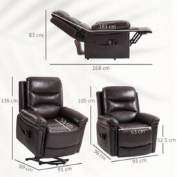 Brown Riser And Recliner Chair With Massage, Heat, Usb, Power Lift Chair - thumbnail 2