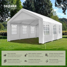 Tectake Gazebo Jasko - 6 X 4 M, 4 Side Panels, Weather & Uv-Resistant, Plug-In System 600 X 400 X 315 Cm - White - thumbnail 2