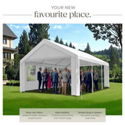 Tectake Gazebo Jasko - 6 X 4 M, 4 Side Panels, Weather & Uv-Resistant, Plug-In System 600 X 400 X 315 Cm - White - thumbnail 3