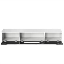 Abrihome Tv Cabinet, High-Gloss Tv Cabinet, Matching Colours In High-Gloss White And High-Gloss Black, With Colour-Changing Led Lights.  - thumbnail 7