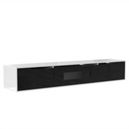 Abrihome Tv Cabinet, High-Gloss Tv Cabinet, Matching Colours In High-Gloss White And High-Gloss Black, With Colour-Changing Led Lights.  - thumbnail 3