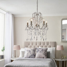 Aged Silver Ceiling Chandelier - 5 Bulb Light Decorative Ceiling Pendant Fitting - thumbnail 5