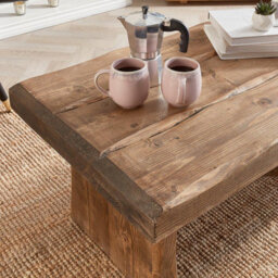 Off The Grain Wooden Coffee Table With Storage - 1000mm (L) Rustic Solid Wood Coffee Table - thumbnail 5