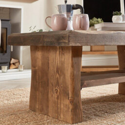 Off The Grain Wooden Coffee Table With Storage - 1000mm (L) Rustic Solid Wood Coffee Table - thumbnail 2
