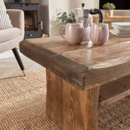 Off The Grain Wooden Coffee Table With Storage - 1000mm (L) Rustic Solid Wood Coffee Table - thumbnail 4