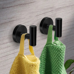 4 Pack Black Stainless Steel Wall Mounted Bathroom Coat Hooks - thumbnail 5