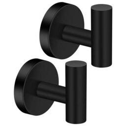 4 Pack Black Stainless Steel Wall Mounted Bathroom Coat Hooks - thumbnail 1