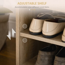 Homcom Sit-On Shoe Storage Unit W/ Hidden Compartment Handles Grey, Oak - thumbnail 7