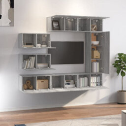 Berkfield 8 Piece Tv Cabinet Set Grey Sonoma Engineered Wood - thumbnail 3