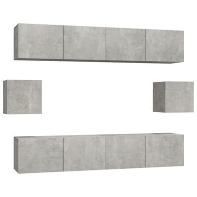 Berkfield Classic 6 Piece Tv Cabinet Set Concrete Grey Engineered Wood - image 1