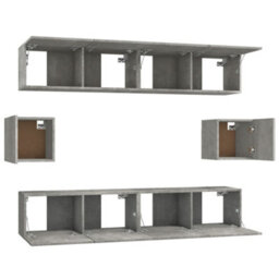 Berkfield Classic 6 Piece Tv Cabinet Set Concrete Grey Engineered Wood - thumbnail 5