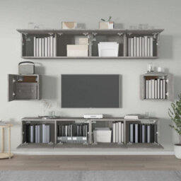 Berkfield Classic 6 Piece Tv Cabinet Set Concrete Grey Engineered Wood - thumbnail 3