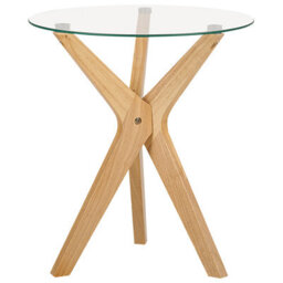 Wyld And Coco Round Coffee Tables Set Of 2 With Light Rubberwood Legs And Tempered Glass Tops - 80Cm - thumbnail 3
