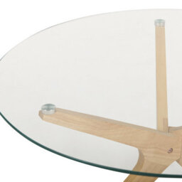 Wyld And Coco Round Coffee Tables Set Of 2 With Light Rubberwood Legs And Tempered Glass Tops - 80Cm - thumbnail 7