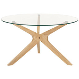 Wyld And Coco Round Coffee Tables Set Of 2 With Light Rubberwood Legs And Tempered Glass Tops - 80Cm - thumbnail 4