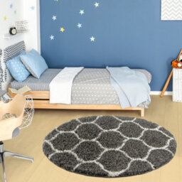 The Rugs Moroccan Shaggy Rugs And Runners Soft Fluffy Trellis Design High Pile Dark Grey And Ivory Living Room Kitchen Hallway 640 - thumbnail 5
