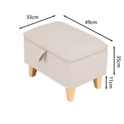 Living And Home Beige Linen Upholstered Livingroom Hallway Storage Ottoman Foot Stool With Rubberwood Leg W 490 X D 330 X H 350 mm - thumbnail 5