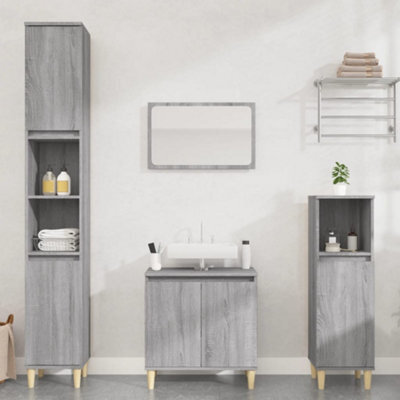 Berkfield 3 Piece Bathroom Furniture Set Grey Sonoma Engineered Wood - image 1