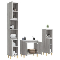 Berkfield 3 Piece Bathroom Furniture Set Grey Sonoma Engineered Wood - thumbnail 3