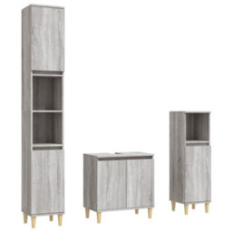 Berkfield 3 Piece Bathroom Furniture Set Grey Sonoma Engineered Wood - thumbnail 2