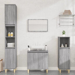 Berkfield 3 Piece Bathroom Furniture Set Grey Sonoma Engineered Wood - thumbnail 1