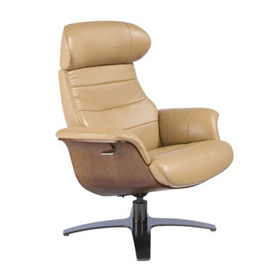 Angel Cerda Elegant Sand Leather Swivel Recliner Armchair For Ultimate Comfort - image 1