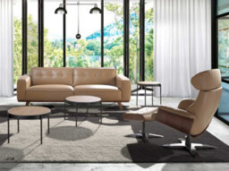 Angel Cerda Elegant Sand Leather Swivel Recliner Armchair For Ultimate Comfort - thumbnail 3