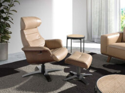 Angel Cerda Elegant Sand Leather Swivel Recliner Armchair For Ultimate Comfort - thumbnail 2