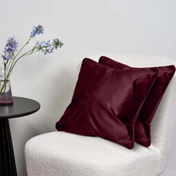 Ameha Burgundy Plain Velvet Cushion Covers, 18X18 Inch, Pack Of 2, Breathable & Hypoallergenic With Hidden Zip Closure - thumbnail 8
