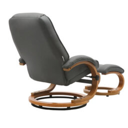 Living And Home Swivel Recliner And Footstool Set Pu Leather Upholstered Reclining Chair Armchair Lounger Chair With Ottoman,grey - thumbnail 5