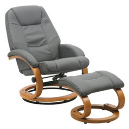 Living And Home Swivel Recliner And Footstool Set Pu Leather Upholstered Reclining Chair Armchair Lounger Chair With Ottoman,grey - thumbnail 3
