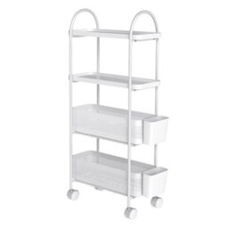 Levede 4 Tier Narrow Kitchen Trolley Cart Metal Pull Out Baskets Storage Bins - thumbnail 2