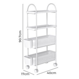 Levede 4 Tier Narrow Kitchen Trolley Cart Metal Pull Out Baskets Storage Bins - thumbnail 4