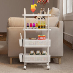 Levede 4 Tier Narrow Kitchen Trolley Cart Metal Pull Out Baskets Storage Bins - thumbnail 1
