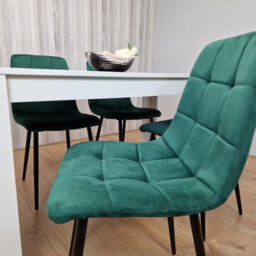 Kosy Koala Dining Table And 4 Chairs Wooden White Black Table Tufted Velvet Green Chairs - thumbnail 9