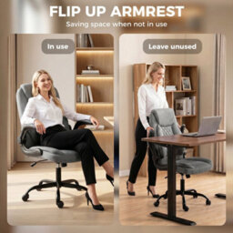 Grey Executive Office Chair With Flip-Up Armrests, Computer Desk Chair - thumbnail 6