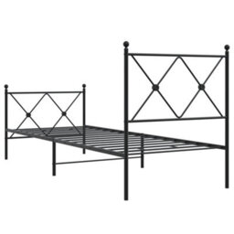 Berkfield Metal Bed Frame Without Mattress With Footboard Black 80X200Cm - thumbnail 6