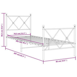 Berkfield Metal Bed Frame Without Mattress With Footboard Black 80X200Cm - thumbnail 8