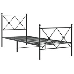 Berkfield Metal Bed Frame Without Mattress With Footboard Black 80X200Cm - thumbnail 3