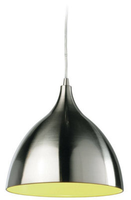 Luminosa Lighting Luminosa Caf 1 Light Dome Ceiling Pendant Brushed Steel, Green Inside, E27