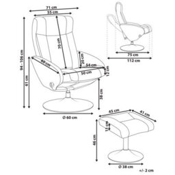 Beliani Recliner Chair Apate Fabric Black - thumbnail 3