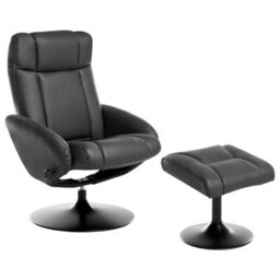 Beliani Recliner Chair Apate Fabric Black - thumbnail 1